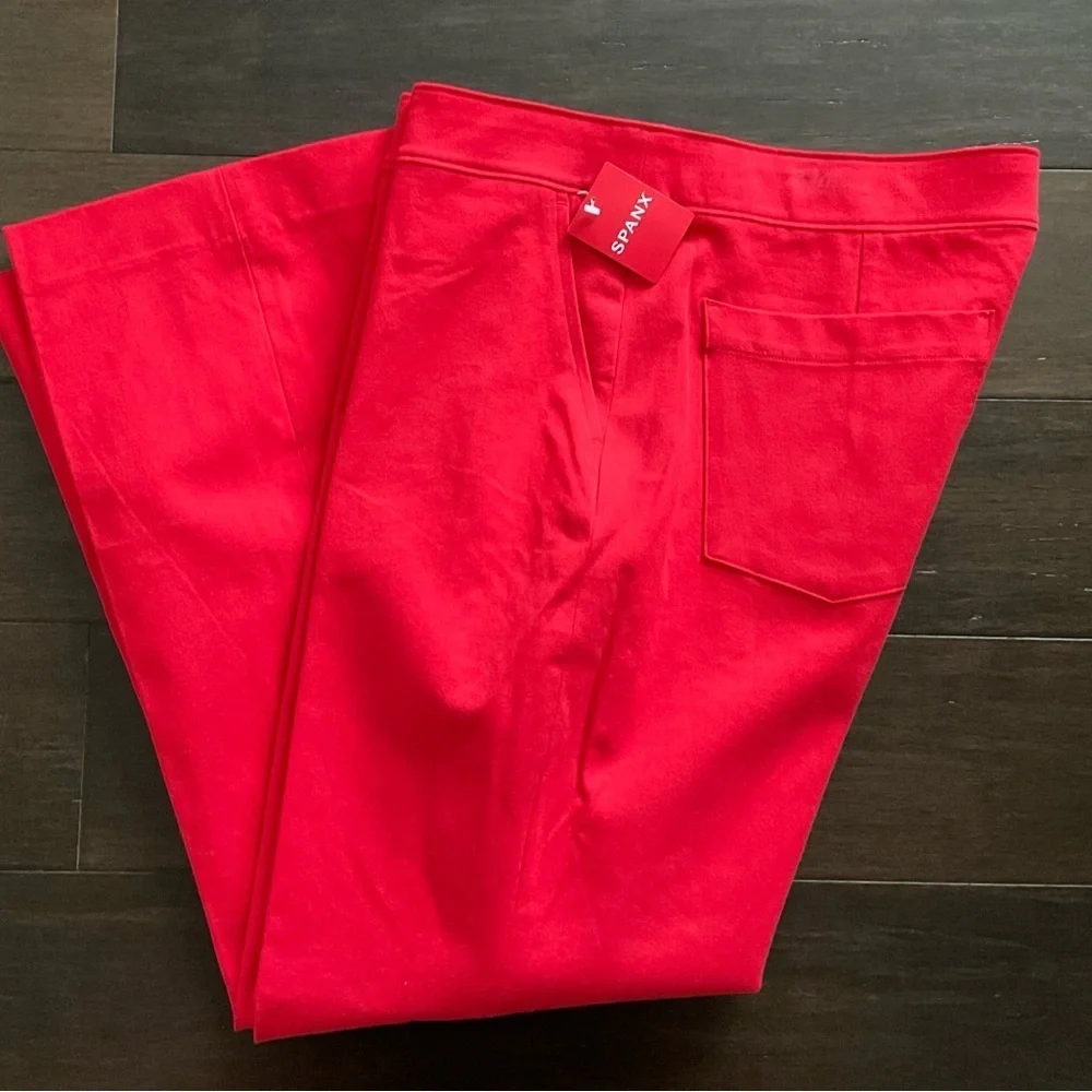 SPANX Red Straight Leg Pants with Sleek Design